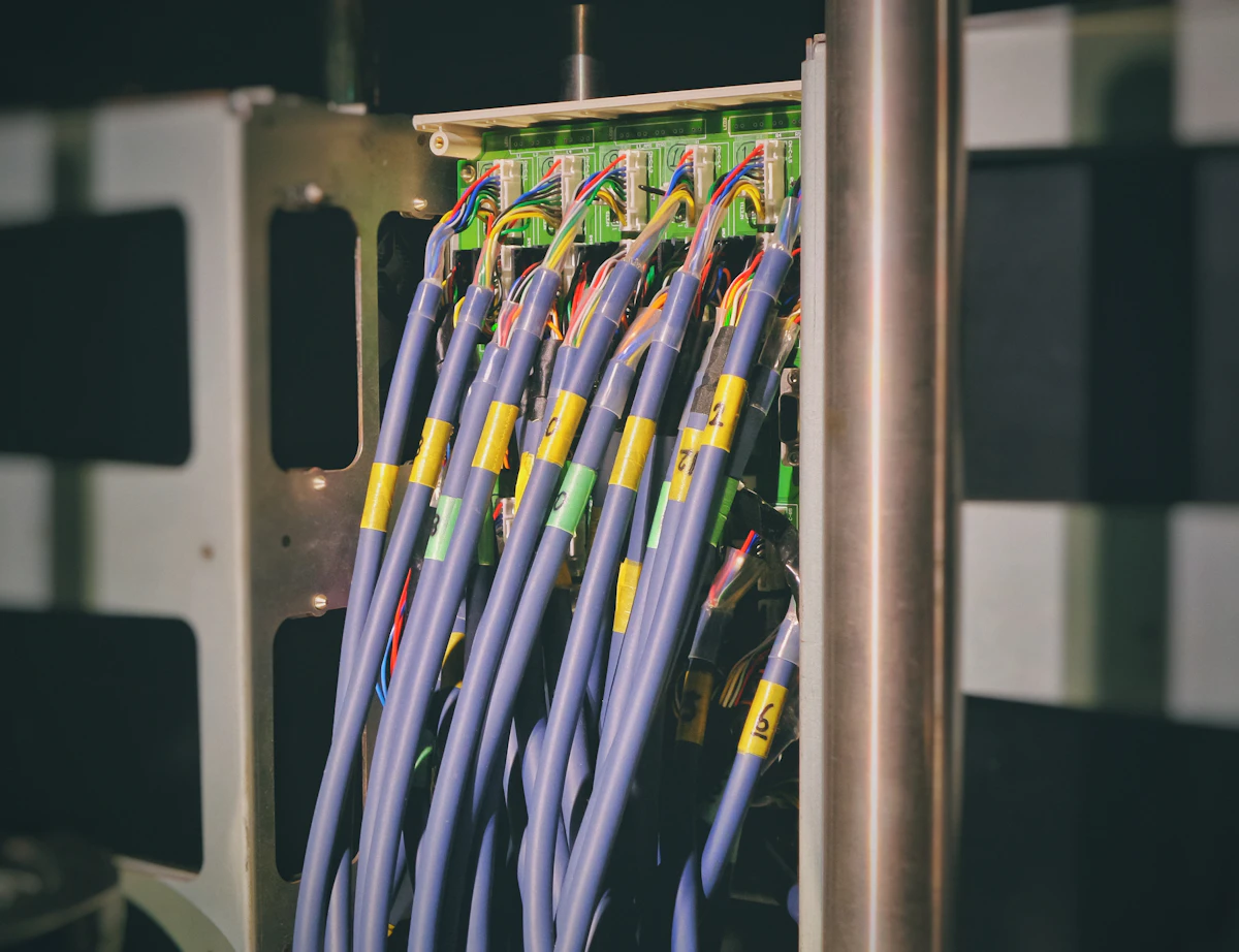 A network cable plugged into a router